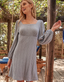 Squareneck Puff Sleeve Knit Dress