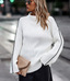 Strip Color Block High Neck Sweater - White