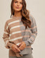 Stripe Dolman Color Block Sweater - Taupe/Grey