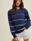 Striped Lightweight Sweater - Navy/White