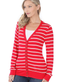 Striped Snap Cardigan Full Sleeve - Ruby
