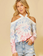 Tie Dye Sweater With Criss Cross Neckline