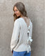 Reversible Bow Applique Sweater - Oatmeal