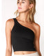 Solid One Shoulder Crop Top