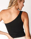 Solid One Shoulder Crop Top