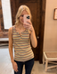Multicolor Striped Buttons Ribbed Knit Top