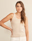 Contrast Stitch Sleeveless Rib Top - Natural