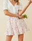 Eyelet Embroidered Floral Elastic Waist Skirt - Pink