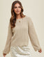 Open-Knit Balloon Sleeve Sweater - Natural