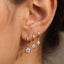 Cz Bezel Drop Charm Hoop Earring Set: GCL