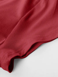 Round Neck Short Sleeve T-Shirt with Bra: Burgundy