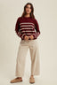 Striped Drop Shoulder Lightweight Sweater