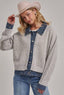 JACKET STYLE SWEATER CARDIGAN DENIM COLLAR: OATMEAL