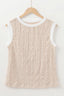 Floral Textured Crew Neck Sleeveless Top