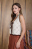 CONTRAST STITCH CROCHET KNIT FRONT TIE VEST