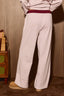 Striped Knit Drawstring Wide Leg Lounge Pants: DUSTY PINK STRIPE