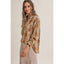 Fall Plaid Ruched Sleeves Button-Down Shirt: LATTE