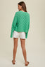 Daisy Embroidered Bell Sleeve Sweater - Green
