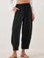 Drawstring Cropped Jogger Pants - Black