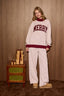 Striped Merry Graphic Oversized Mock Neck Sweatshirt: DUSTY PINK STRIPE