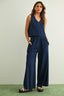 Dye And Wash Knitted Pants: Indigo