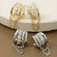 Stacked Cz Pave Chain Drape Triple Hoop Earrings: RHCRY