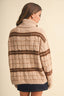 LONGSLEEVED TURTLENECK STRIPED SWEATER: TAUPE MULTI