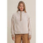Cozy Cabin Gingham Trim Sherpa Fleece Half-Zip Pullover: CREAM
