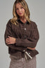 GARMENT WASH FALL JACKET BIG FRONT PATCH POCKETS: VINTAGE BROWN
