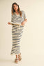 STRIPE PATTERN COLLARED SHORT SLEEVE TOP: NAVY STRIPE