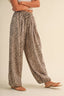 LEOPARD GAUZE RELAXED FIT BALLOON PANTS: LEOPARD