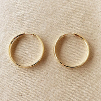 18k Gold Filled 40mm Hollow Continuous  Hoop Earrings