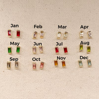 18k Gold Filled Baguette Birthstone Stud Earrings