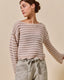 Textured Stripe Sweater W/ Scallop