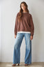 Always On Crew Twofer Pullover Knit: Chocolate