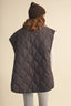 REVERSIBLE OVERSIZED QUILTTED PLAID VEST: Brown
