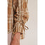 Fall Plaid Ruched Sleeves Button-Down Shirt: LATTE