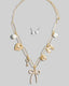 Pearl Hearts And Ribbon Bow Charms Chain Necklace Set