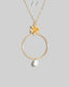 Flower Pearl And Large Hoop Pendant Layered Necklace Set