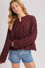 Half-Button Down Open Knit Sweater: ECRU