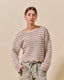 Textured Stripe Sweater W/ Scallop
