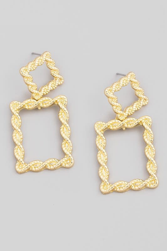 Rectangle Knot Drop Earrings