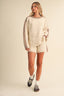 CONTRAST SWEATER TOP AND SHORTS SET: OATMEAL MULTI