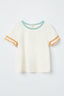 Girls Stripe Sleeve Knit Tee - Off White