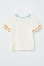 Girls Stripe Sleeve Knit Tee - Off White