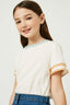 Girls Stripe Sleeve Knit Tee - Off White
