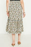 Floral Pleated Ruffled Skirt - Green