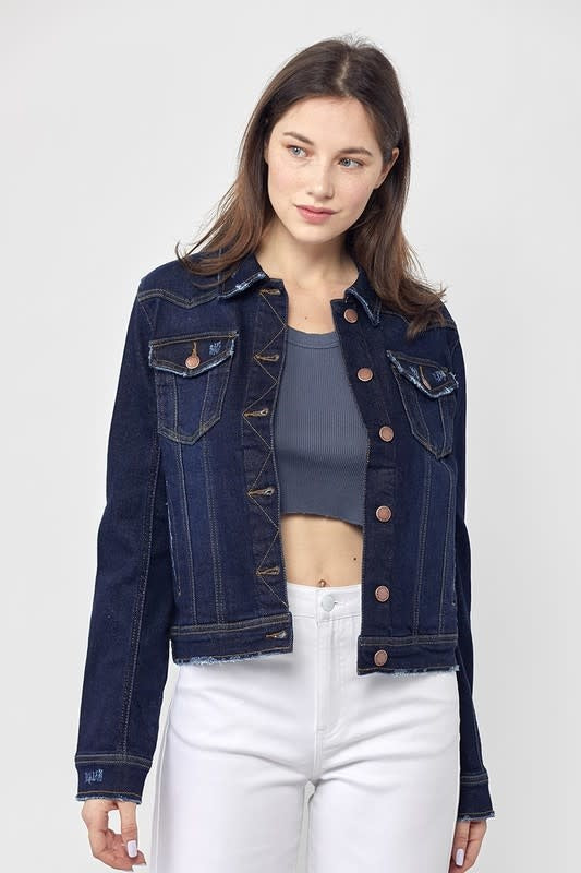 Classic Vintage Denim Jacket - Solid Dark