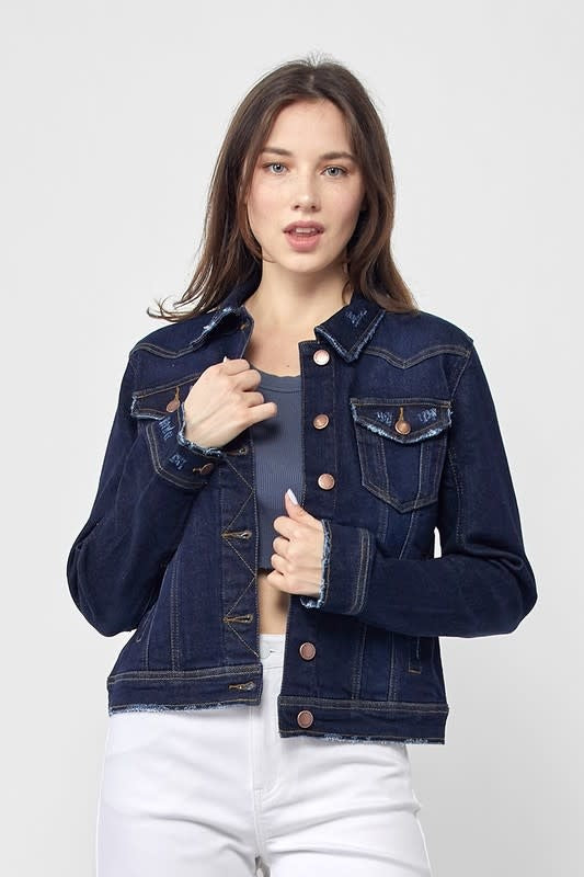 Classic Vintage Denim Jacket - Solid Dark