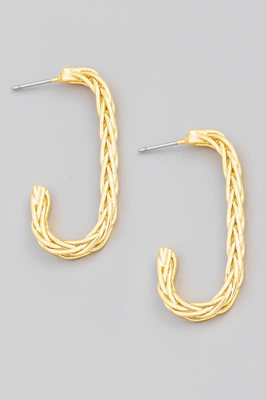 Wheat Chain Oval Hoop Earrings